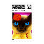Siamese Cat Feline Art Painting - Multi Postage Stamp