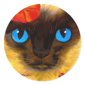 Siamese Cat Feline Art Painting - Multi sticker