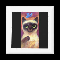 Siamese Cat Feline Butterfly Art - Multi magnets