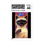 Siamese Cat Feline Butterfly Art - Multi Postage Stamp