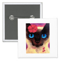 Siamese Cat Feline Pet Painting - Multi buttons