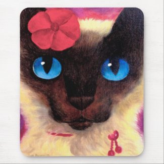 Siamese Cat Feline Pet Painting - Multi mousepad