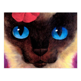 Siamese Cat Feline Pet Painting - Multi Postcard