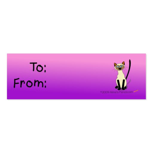 Siamese Cat Gift Tag (Pink and Purple) Business Card (front side)