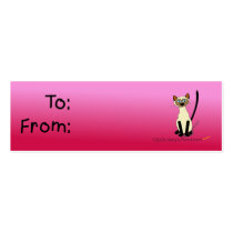 Siamese Cat Gift Tag (Pink) business cards by alinaspencil Siamese Cat Gift Tag (Pink) business cards