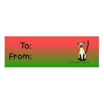Siamese Cat Gift Tag (Red and Green) business cards by alinaspencil Siamese Cat Gift Tag (Red and Green) business cards