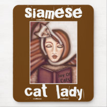 Siamese Cat Lady Mousepad