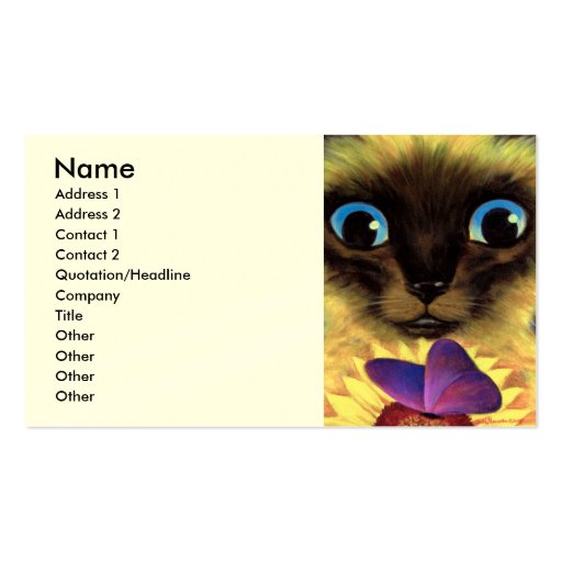 Siamese Cat Painting With Butterfly - Multi Business Cards