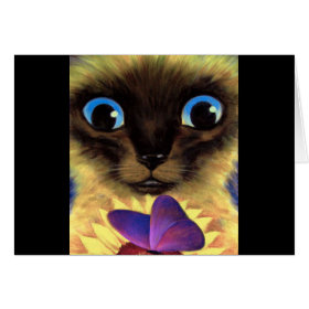 Siamese Cat Painting With Butterfly - Multi Greeting Card