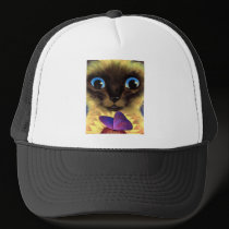 Siamese Cat Painting With Butterfly - Multi hats