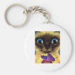 Siamese Cat Painting With Butterfly - Multi Key Chain