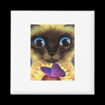 Siamese Cat Painting With Butterfly - Multi magnets