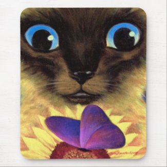 Siamese Cat Painting With Butterfly - Multi mousepad
