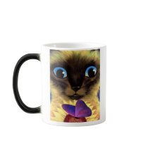 Siamese Cat Painting With Butterfly - Multi Coffee Mugs