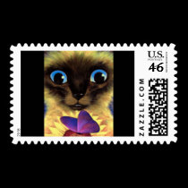 Siamese Cat Painting With Butterfly - Multi stamps