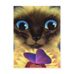 Siamese Cat Painting With Butterfly - Multi Post Cards