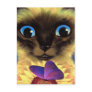 Siamese Cat Painting With Butterfly - Multi Post Cards