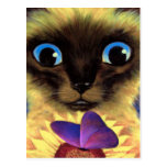 Siamese Cat Painting With Butterfly - Multi Post Cards