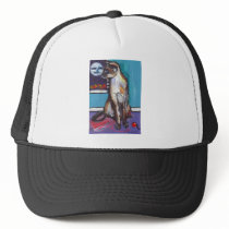 Siamese cat senses smiling moon hats