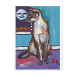 Siamese cat senses smiling moon post cards