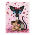 Siamese Cat Valentine Be Mine Bear by BiHrLe Postcard