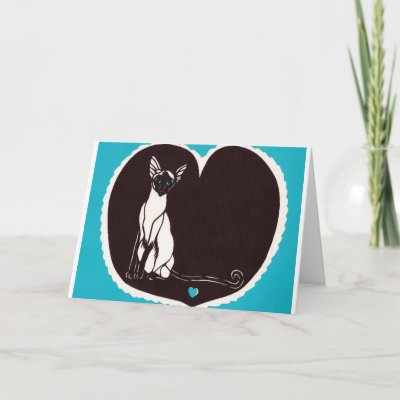 Siamese cat Valentine Greeting Cards by ellensandbeck