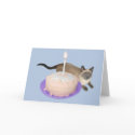 Siamese Cat with Birthday Cake cards
