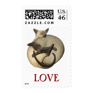 Siamese Cats Love Postage stamp