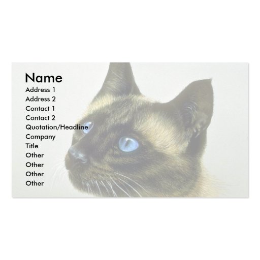 Siamese (head study) business card template (front side)