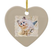 Siamese Kitten with Soulful Blue Eyes Christmas Ornament
