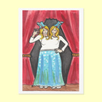 Siamese Twins circus + side show art postcard postcards