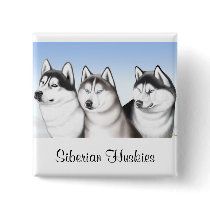 Siberian Huskies Pin buttons by twopurringcats Siberian Huskies Pin buttons