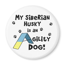 Siberian Husky Agility Dog magnets by MenagerieMayhem Siberian Husky Agility Dog magnets
