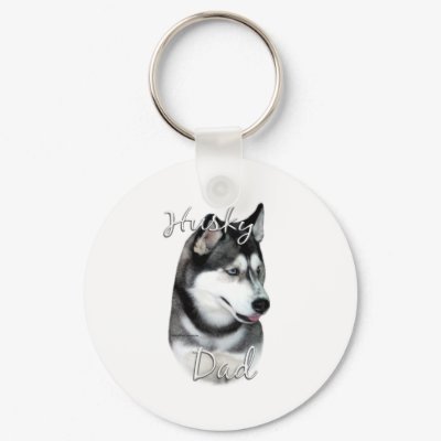 Siberian Husky (blk) Dad 2 keychains