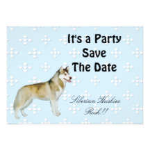 Siberian Husky - Blue w/ White Diamond Design Custom Announcement