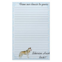 Siberian Husky - Blue w/ White Diamond Design Stationery Paper