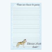 Siberian Husky - Blue w/ White Diamond Design stationery