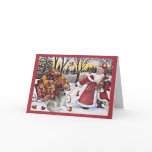 Siberian Husky Christmas Card Santa Bears