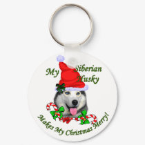 Siberian Husky Christmas Gifts keychains by DogsByDezign Siberian Husky Christmas Gifts keychains