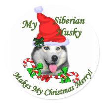 Siberian Husky Christmas Gifts stickers by DogsByDezign Siberian Husky Christmas Gifts stickers