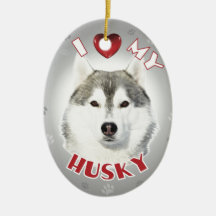 Siberian Husky Christmas Tree Ornaments
