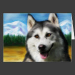 Siberian Husky Dog Art - Solar Greeting Card