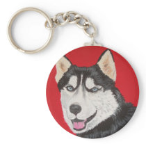 SIBERIAN HUSKY DOG KEYCHAIN