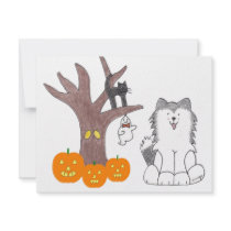 Siberian Husky Fall Announcement invitations by giftsjustforuholiday Siberian Husky Fall Announcement invitations