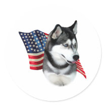 Siberian Husky Flag Sticker