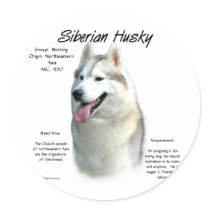 Siberian Husky History Design Round Sticker