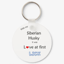 Siberian Husky Love at First Lick Keychain by GreyWolfCreation Siberian Husky Love at First Lick Keychain