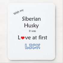 Siberian Husky Love at First Lick mousepads by GreyWolfCreation Siberian Husky Love at First Lick mousepads