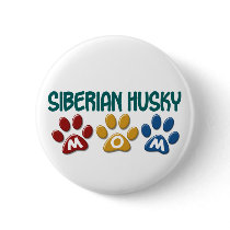 SIBERIAN HUSKY Mom Paw Print 1 buttons by poochloverstuff SIBERIAN HUSKY Mom Paw Print 1 buttons