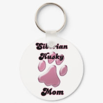 Siberian Husky Mom Pink Pawprint Keychain by GreyWolfCreation Siberian Husky Mom Pink Pawprint Keychain